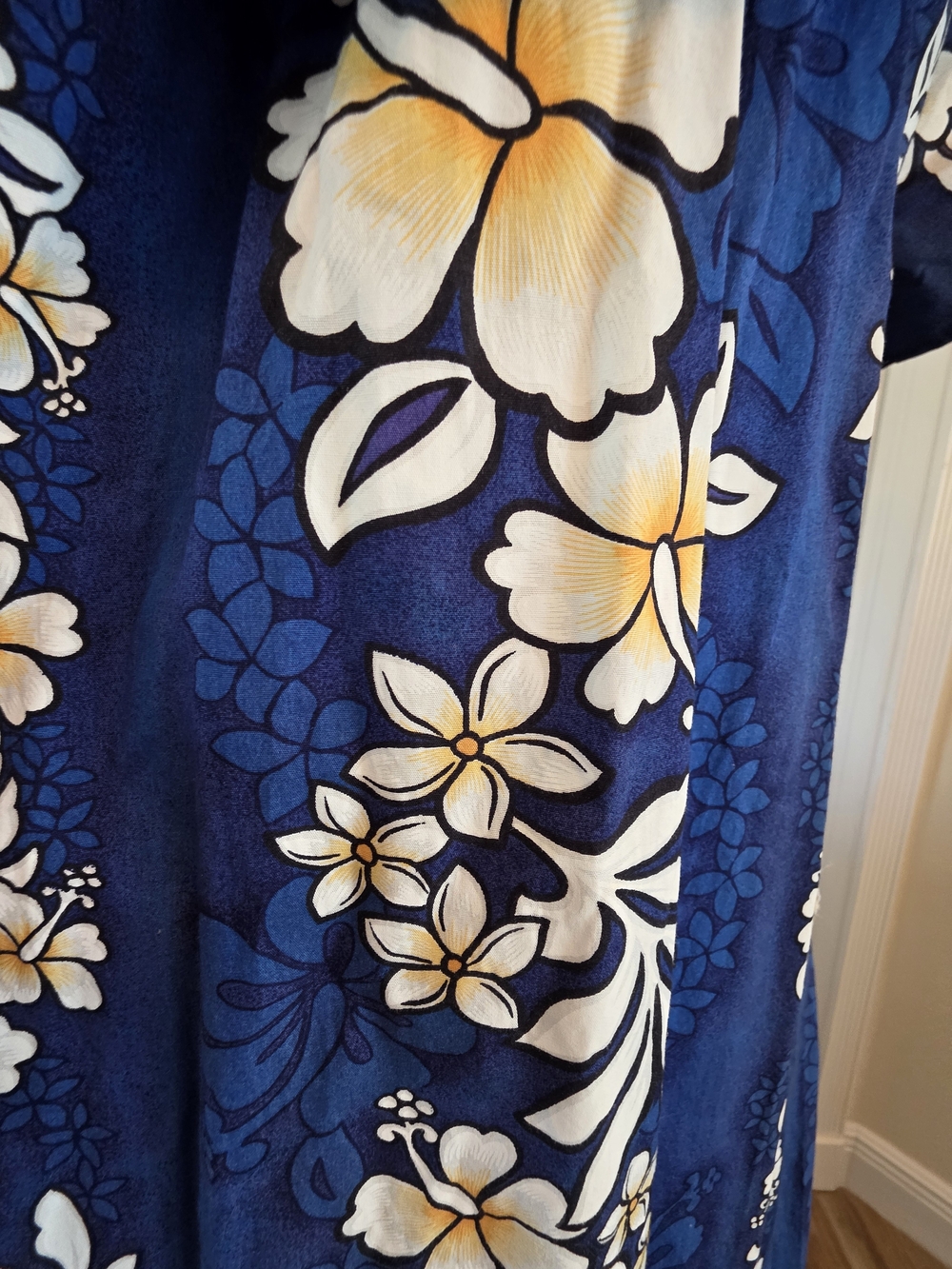 Vintage Jade Fashions Made In Hawaii Blue Floral Cotton Maxi Dress Size S - Picture 5 of 12